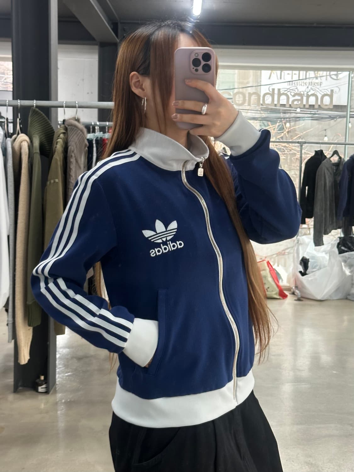 아디다스 빅로고 베켄바우어 져지 트랙탑 다크블루 상품이미지1