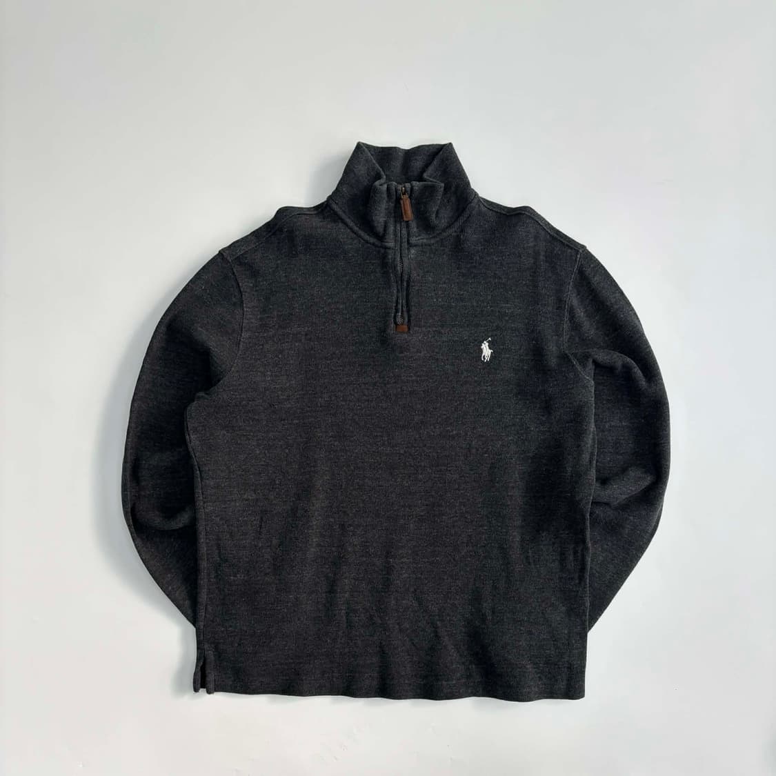 폴로 랄프로렌 핀터깔 차콜 그레이 하프집 코튼 니트 반집업(M) 상품이미지2
