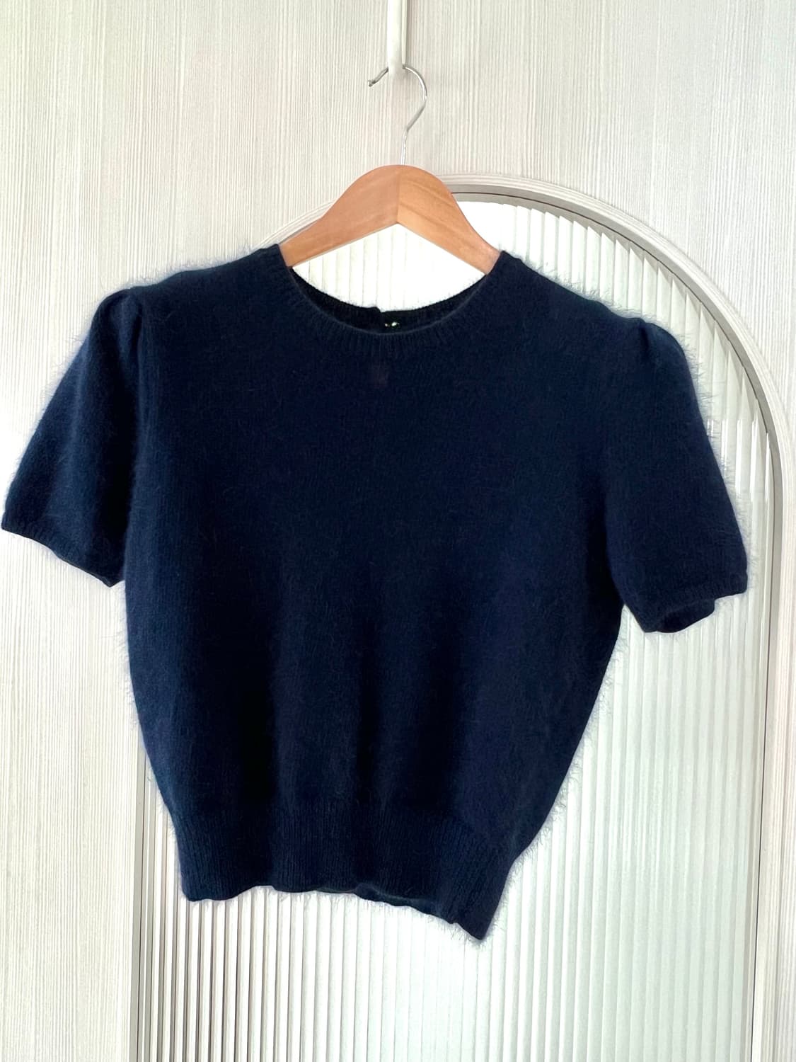 네이비 앙고라 반팔 니트 상품이미지4