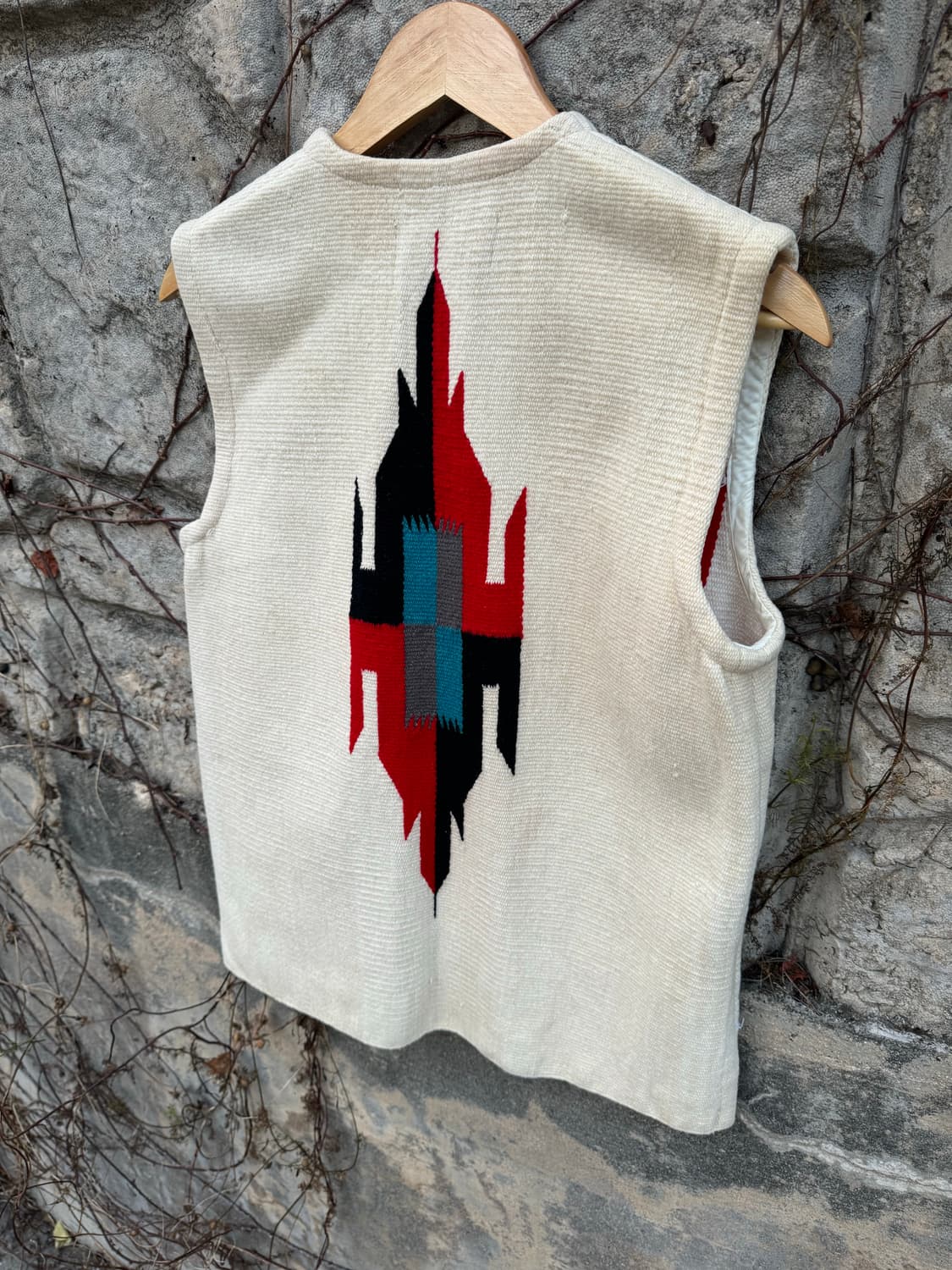 40s ~ 50s 빈티지 핸드 우븐 울 오르테가 치마요 베스트 센티넬라 상품이미지5