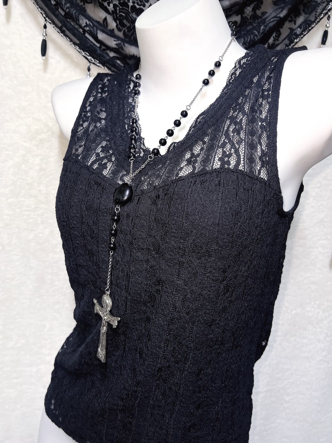 로맨틱고딕 고스펑크 오네갸루 레이스 슬리브리스 나시 핀터 공겜 페어리 상품이미지4