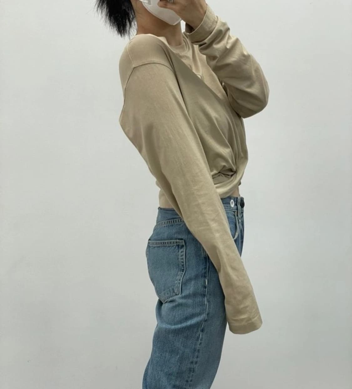 [PAM & GELA] 팜앤젤라 트위스트 크롭 롱슬리브 티셔츠 (S사이즈 상품이미지1