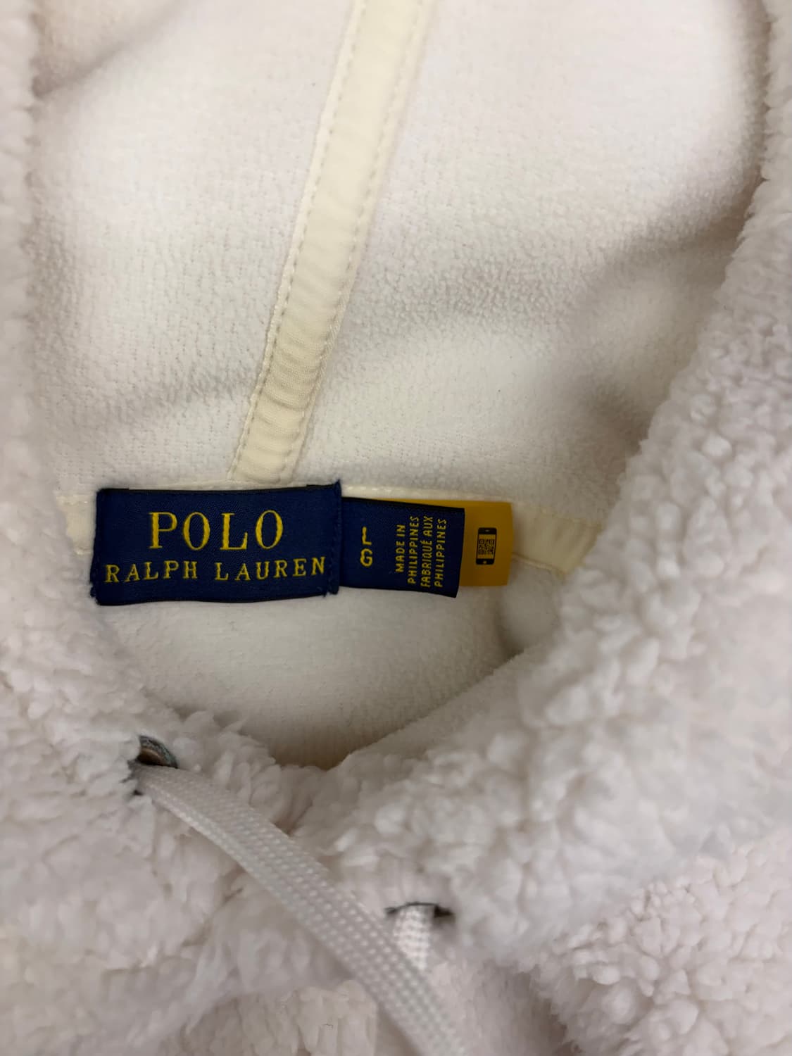 [L]폴로 랄프로렌 흰색 뽀글이 양털 후드티 상품이미지4