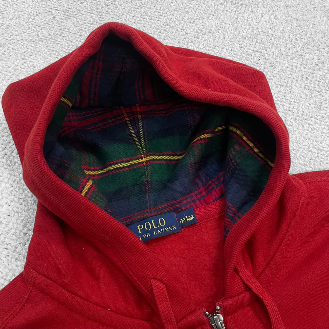 폴로 랄프로렌 빅 포니 체크 후드집업 레드 상품이미지3