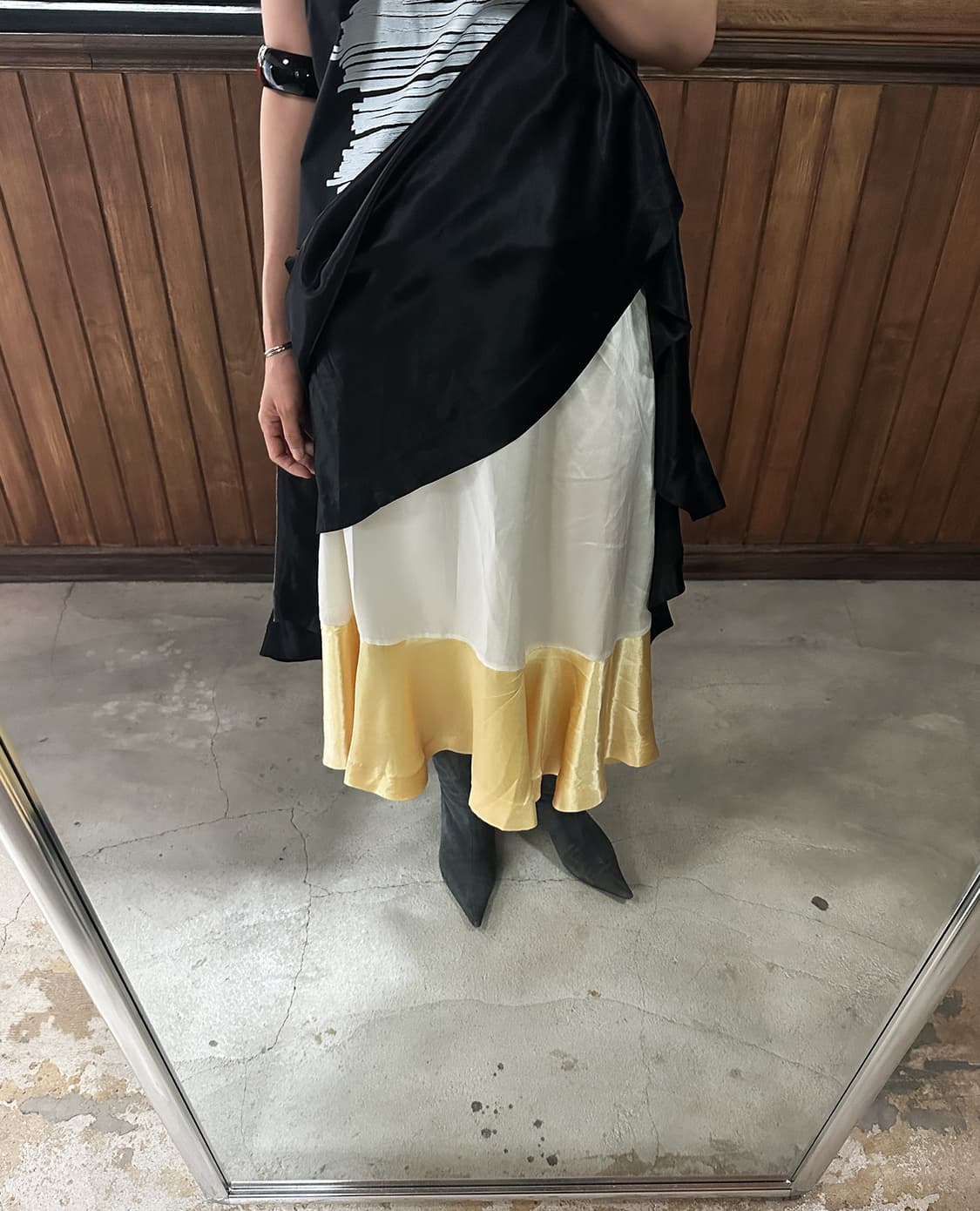 TOGA layered satin flared skirt 상품이미지5