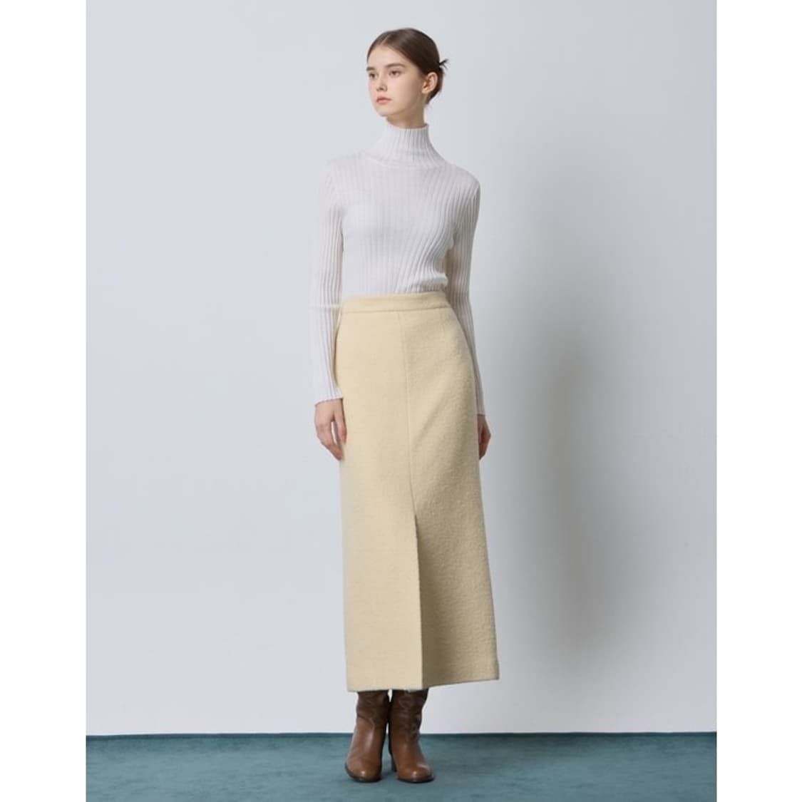 [55] cc콜렉트 씨씨콜렉트 부클 H라인 슬릿 롱스커트 상품이미지4