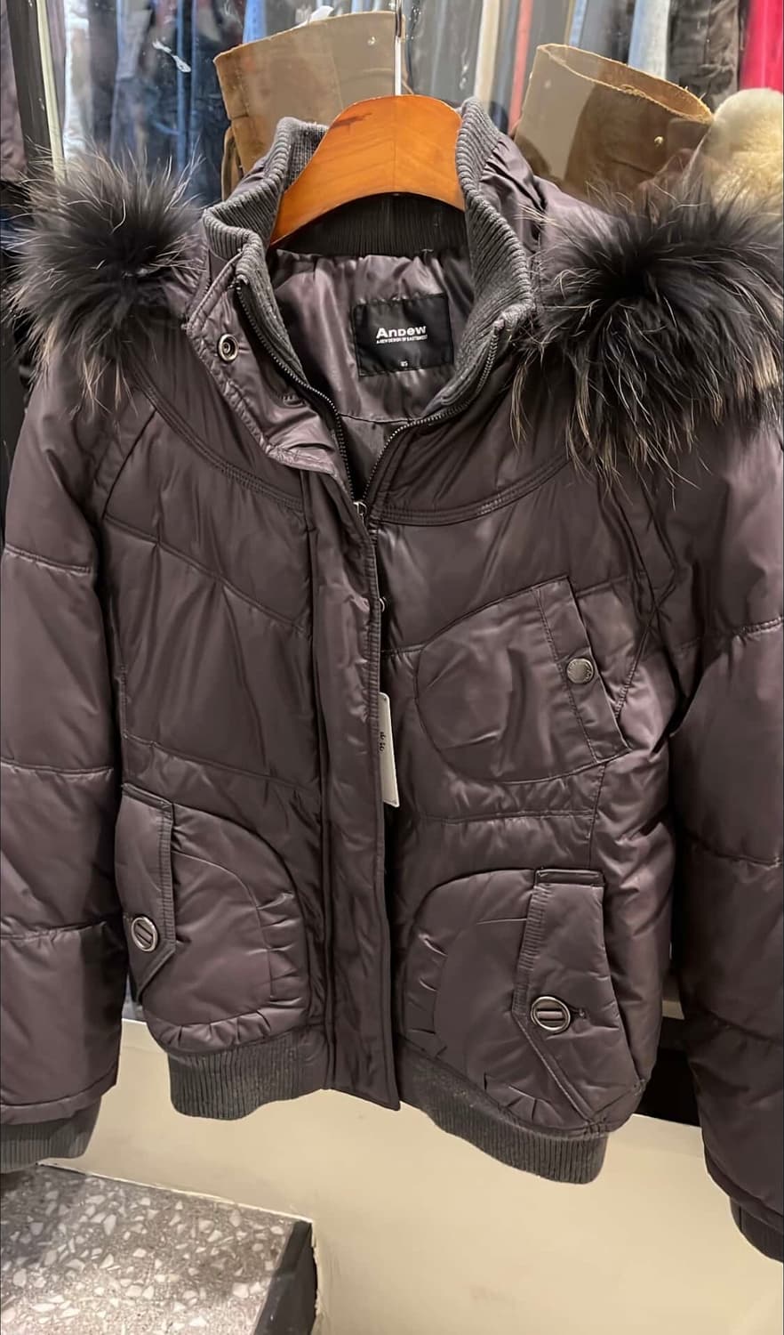 빈티지 후드 퍼 패딩 상품이미지1