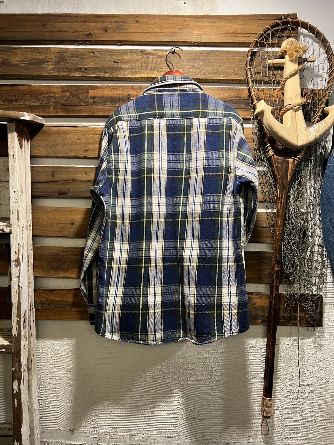 [M]90's USA 빈티지 2포켓 타탄체크 플란넬 셔츠 상품이미지5