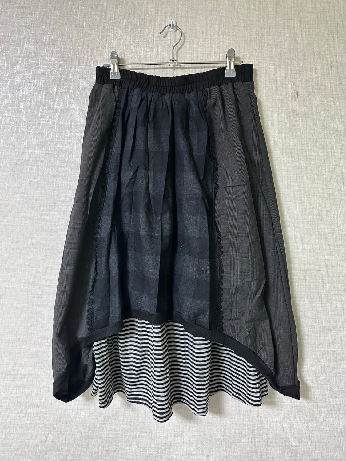 체크 레이어드벌룬핏 롱스커트 상품이미지1