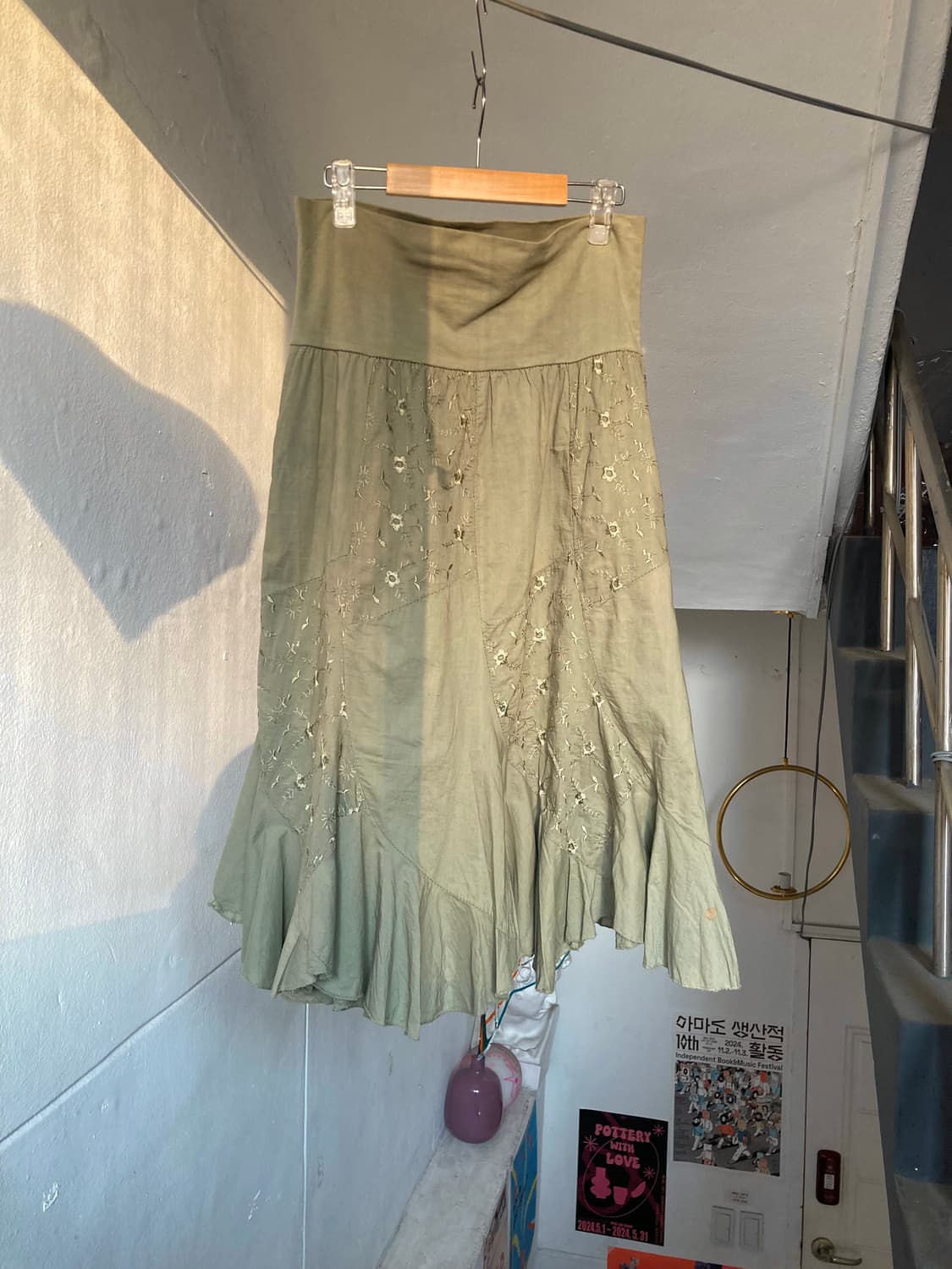 MADE IN ITALY 카키 언발 스커트 상품이미지6