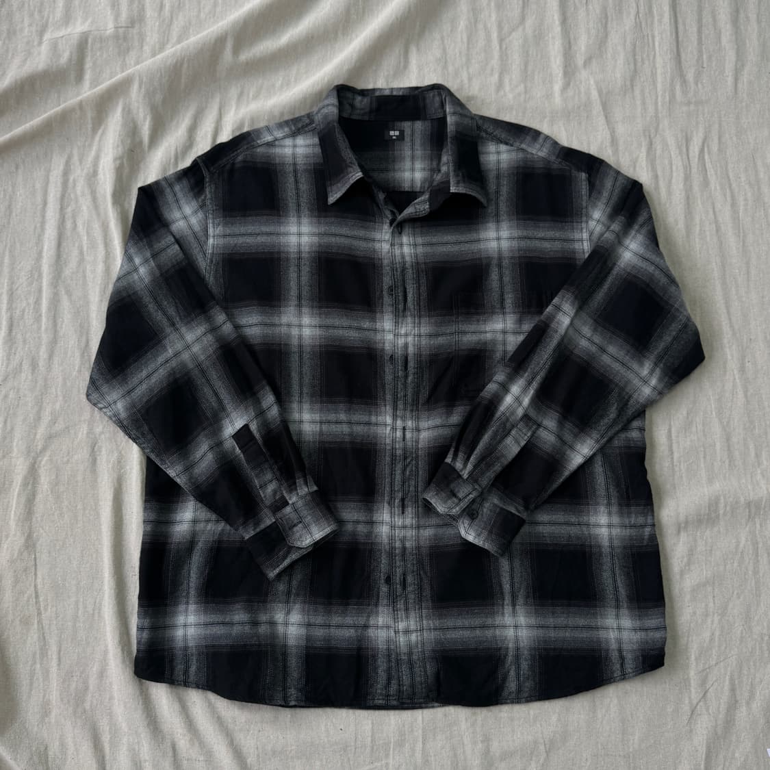 유니클로 흰검 플란넬 체크셔츠 3XL 상품이미지2