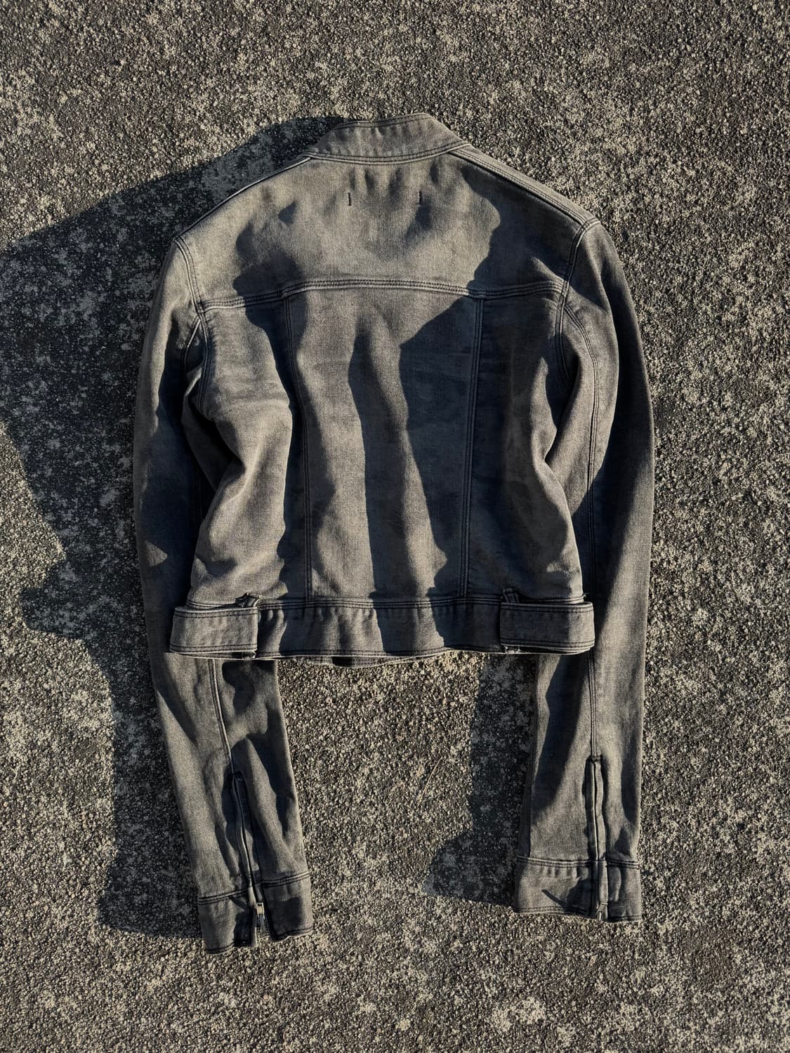 Washed Gray Cropped Rider Jacket 상품이미지3