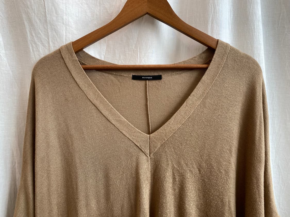 NOUQUE 베이지 브이넥 울혼방니트탑(M-L) 상품이미지4