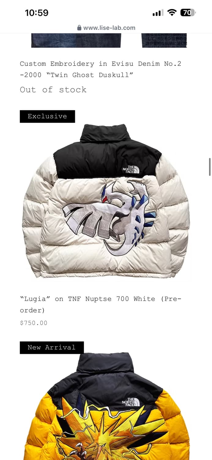 노스페이스 눕시 포켓몬 루기아 패딩 XL 상품이미지4