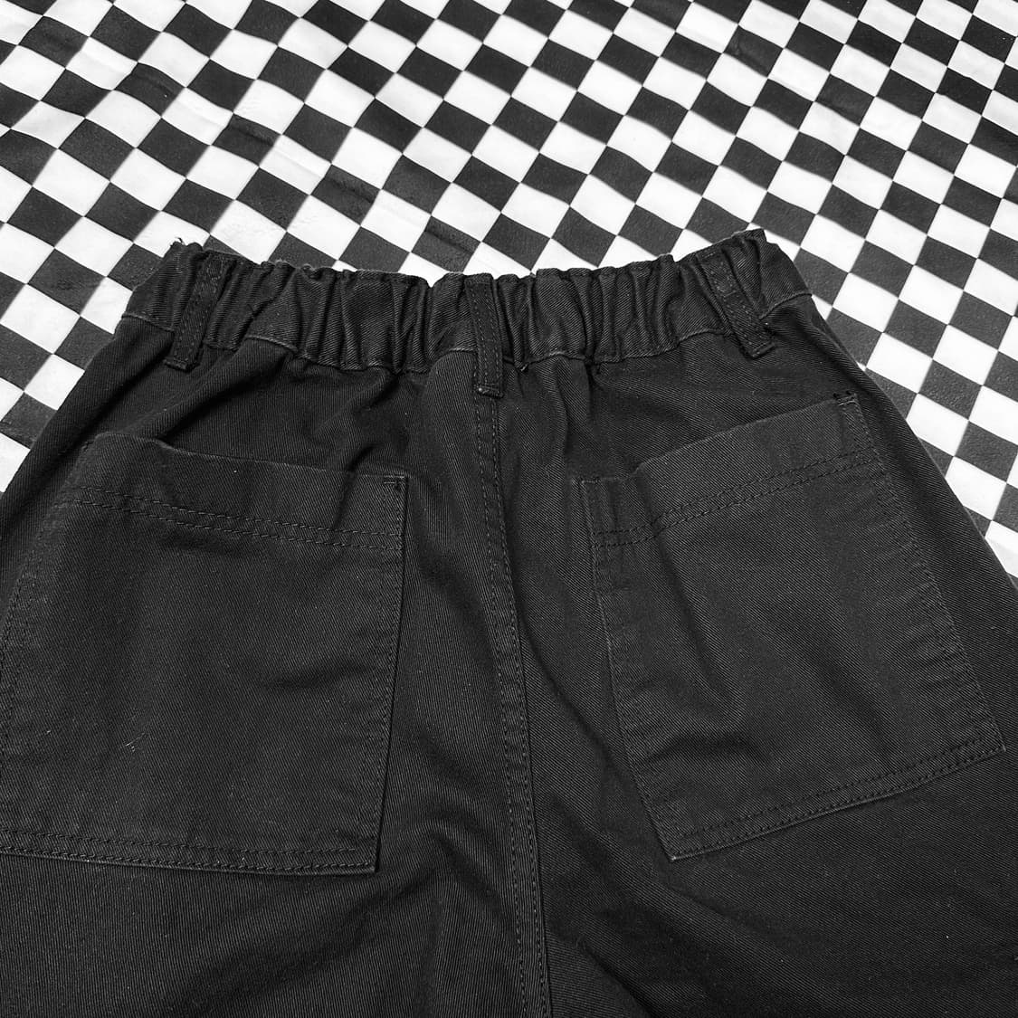 제멋 블랙 와이드 카고바지 조거 팬츠 밴딩 바지 상품이미지6