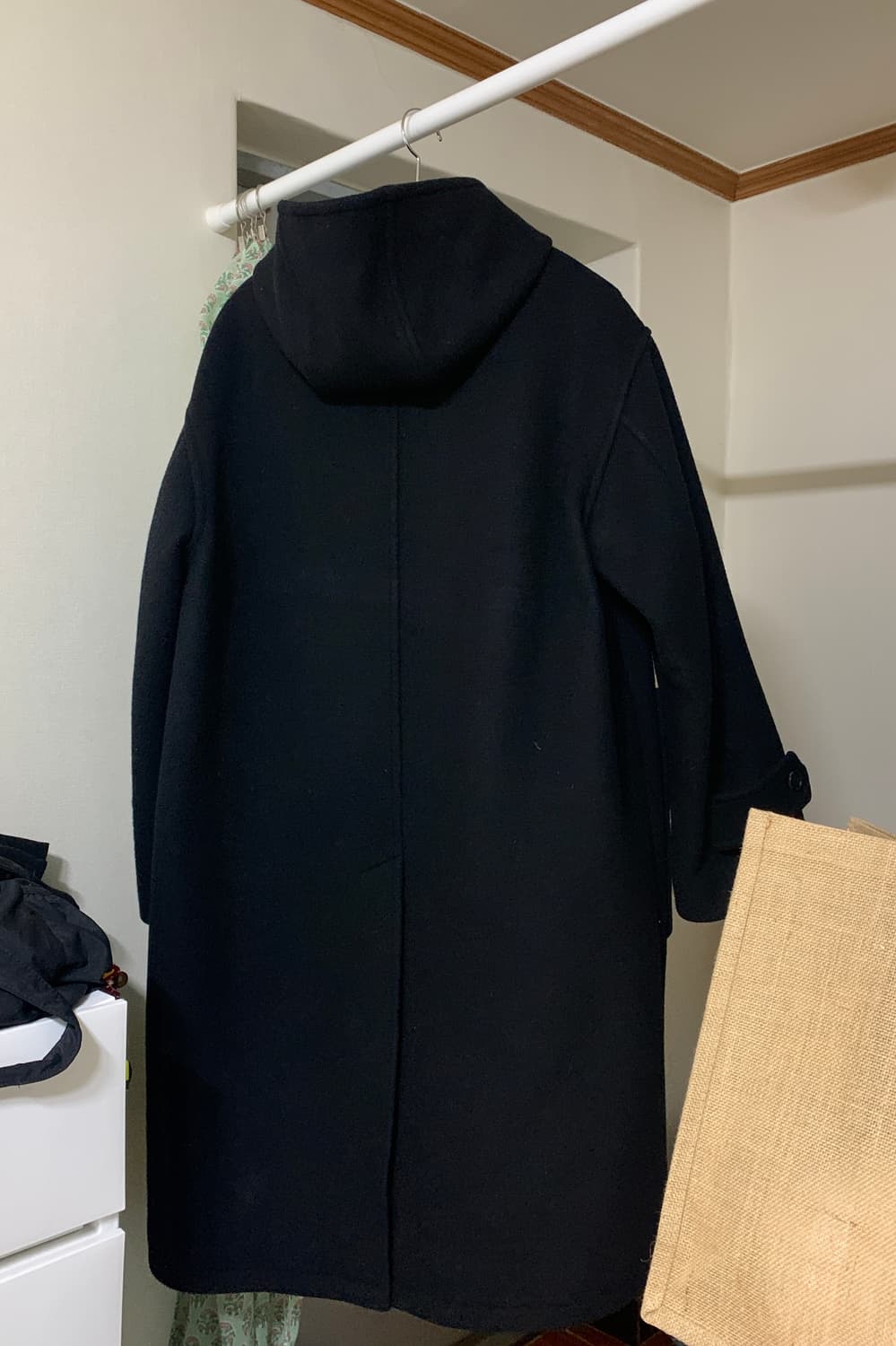 His Hander히즈핸더 후디드 더블 코트 블랙 2사이즈 상품이미지4