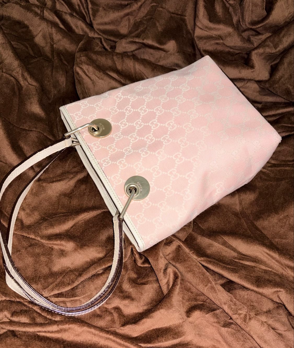 🩰유니크) Gucci 구찌 GG 캔버스 토트백 베이비핑크 상품이미지6