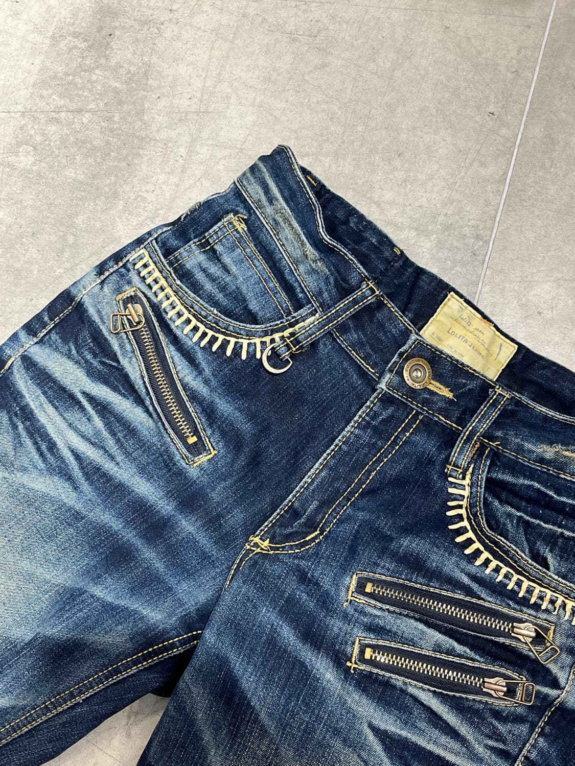 일본 빈티지 Lolita jeans 락펑크 지퍼 와이드 데님 팬츠  상품이미지5