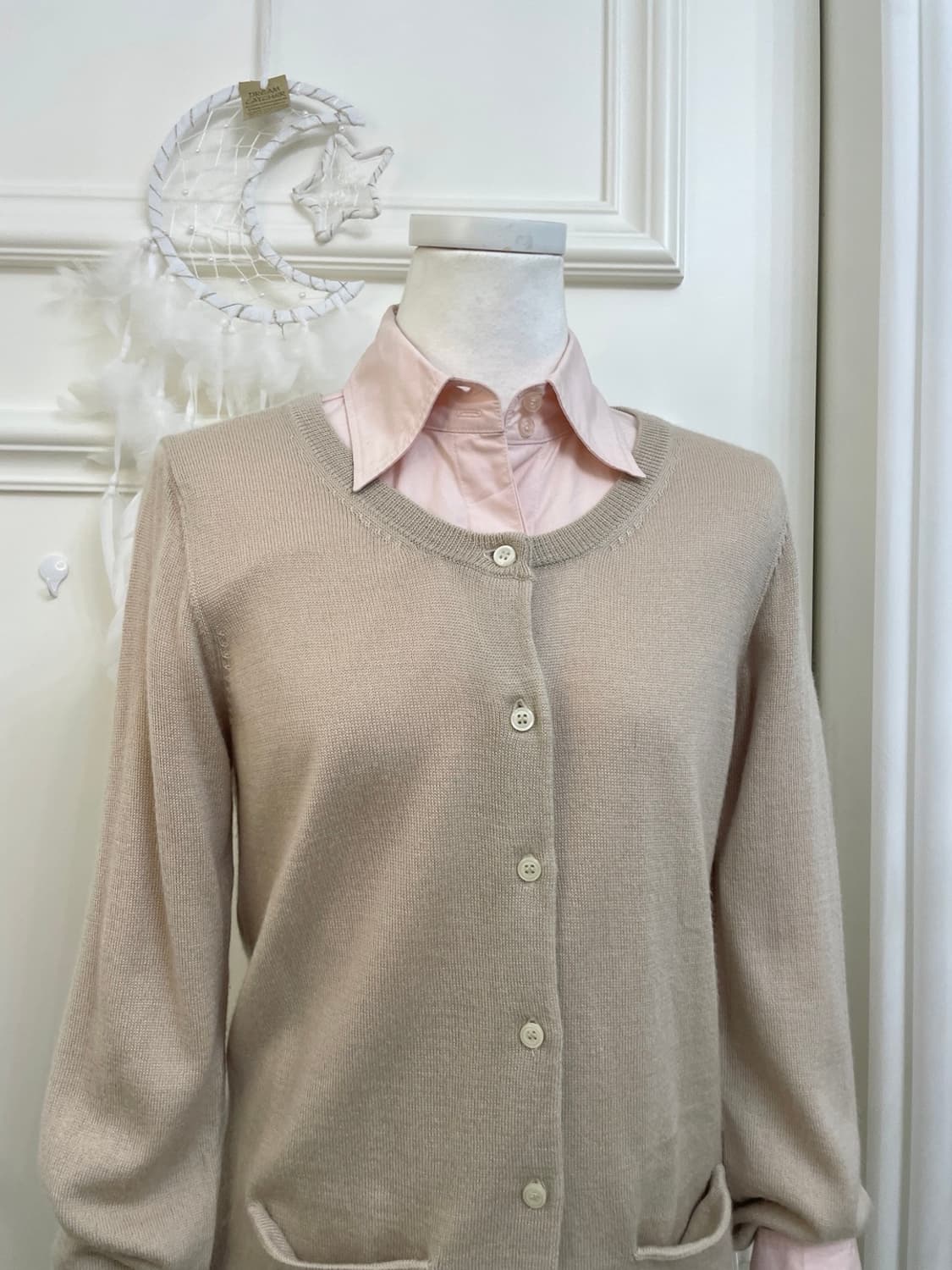 beige pocket basic cardigan&pink basic s 상품이미지6