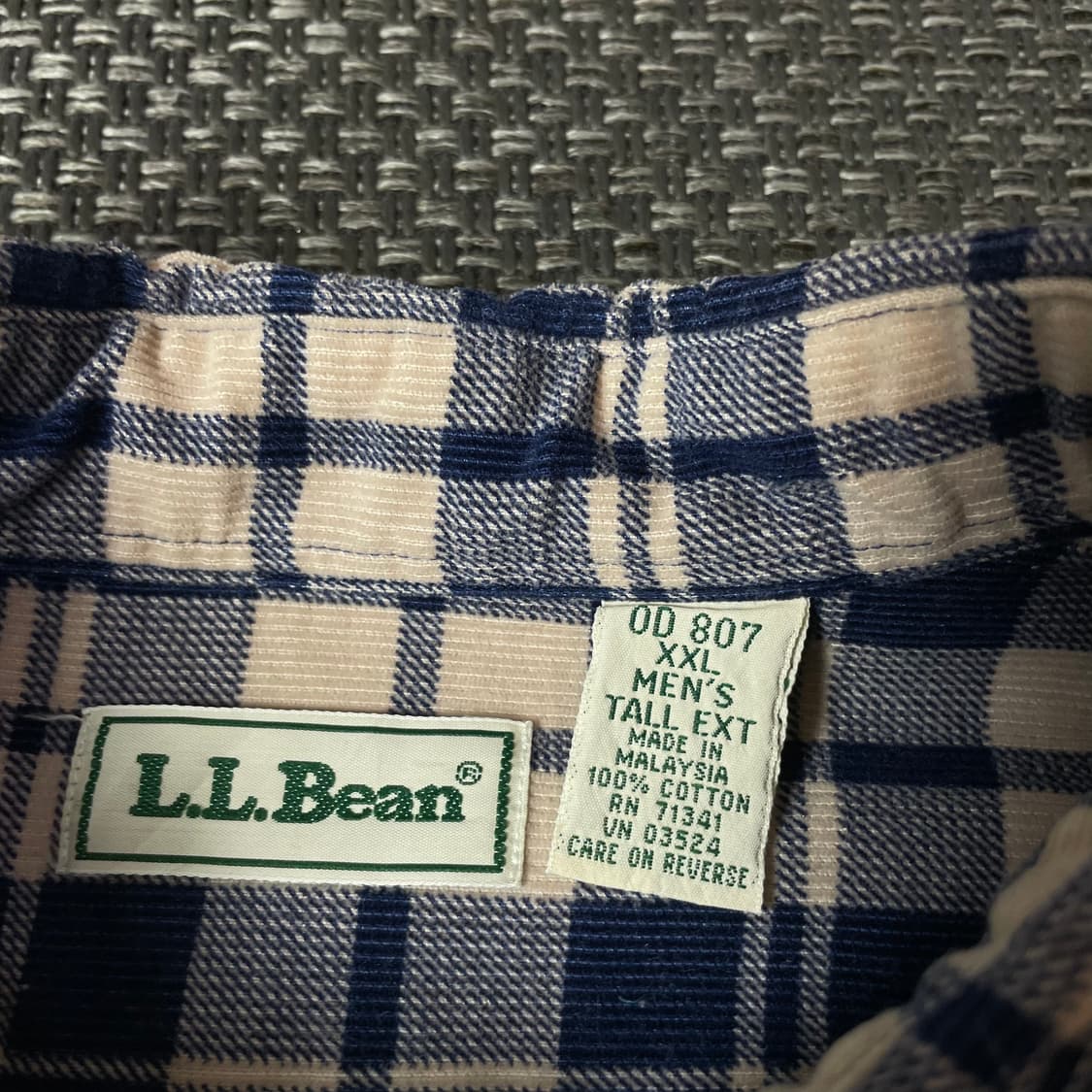 엘엘빈 네이비 베이지 체크 코듀로이 긴팔 셔츠 XXL  상품이미지4