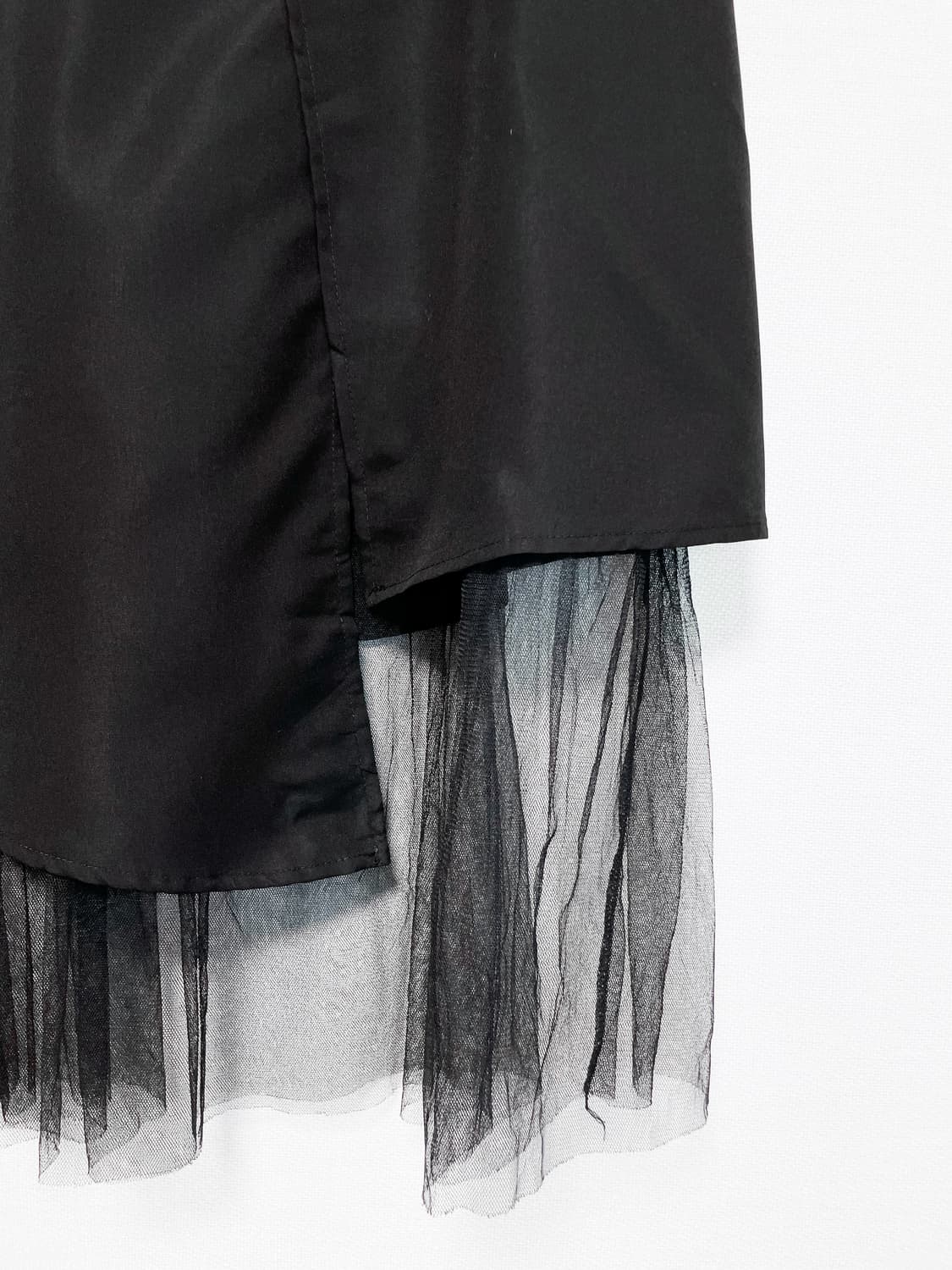 Sheer Layered Wrap Long Skirt – Black 상품이미지6