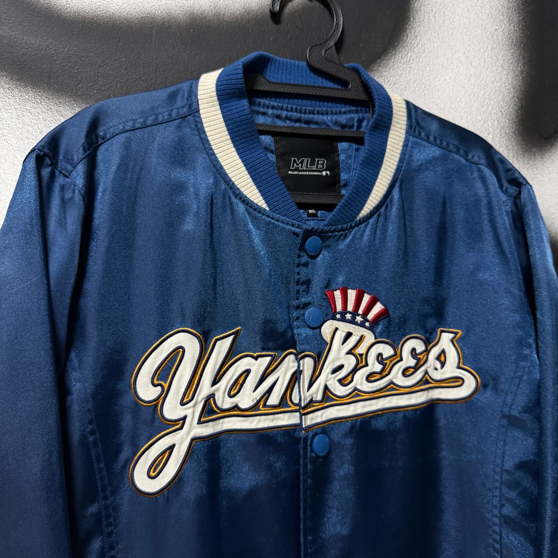 MLB 뉴욕 양키스 올드스쿨 배색 사틴 베이스볼 바시티 자켓 상품이미지3