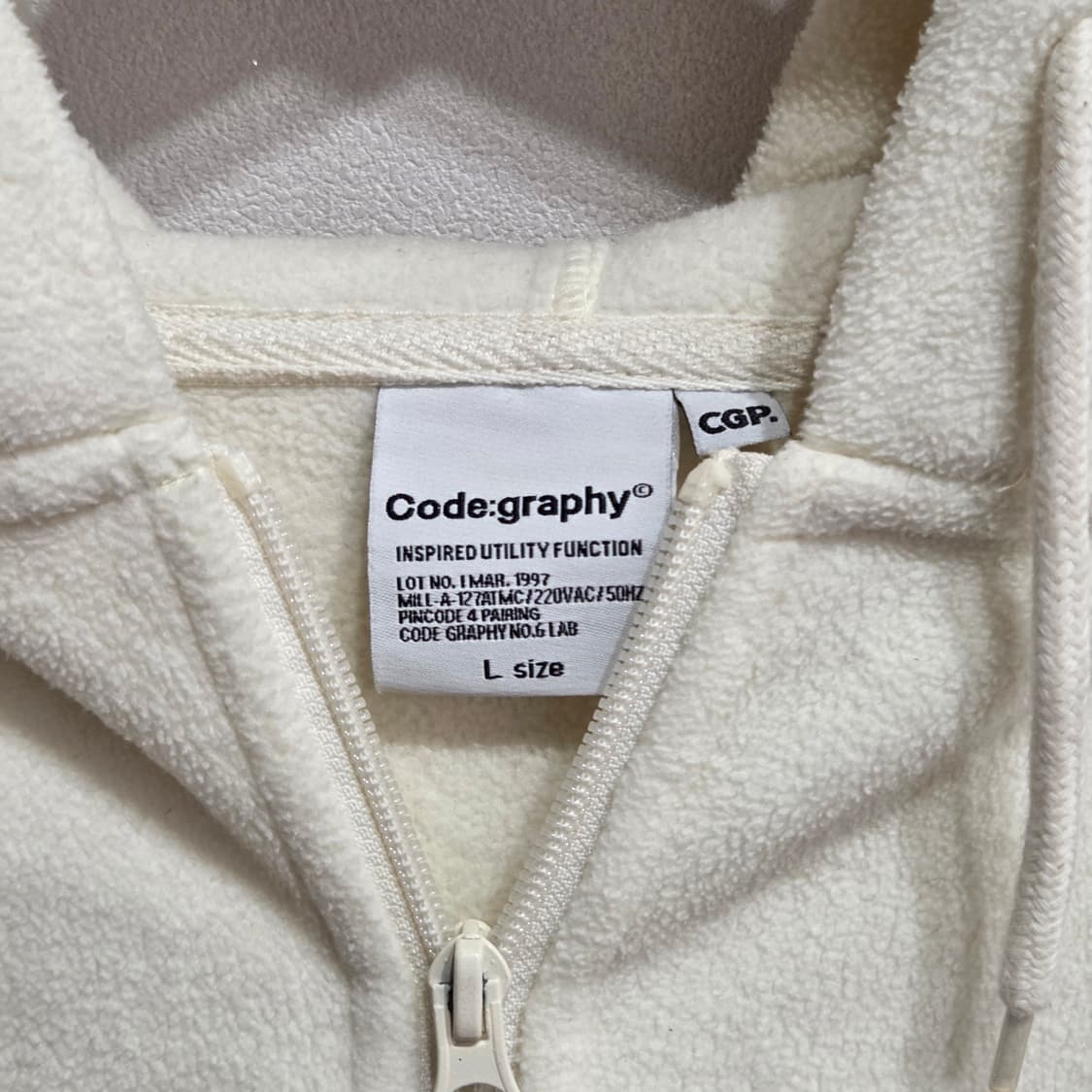 code:graphy 코드그라피 아이보리 후드 집업 L 상품이미지3