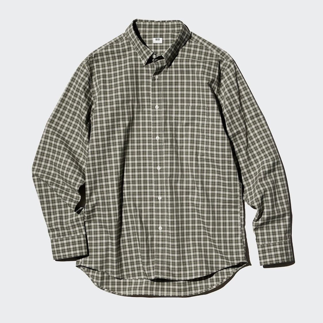유니클로 체크 셔츠 올리브 상품이미지1