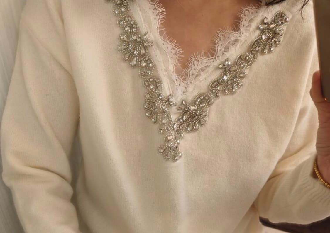 레이스 비즈 장식 니트. 새상품  상품이미지5