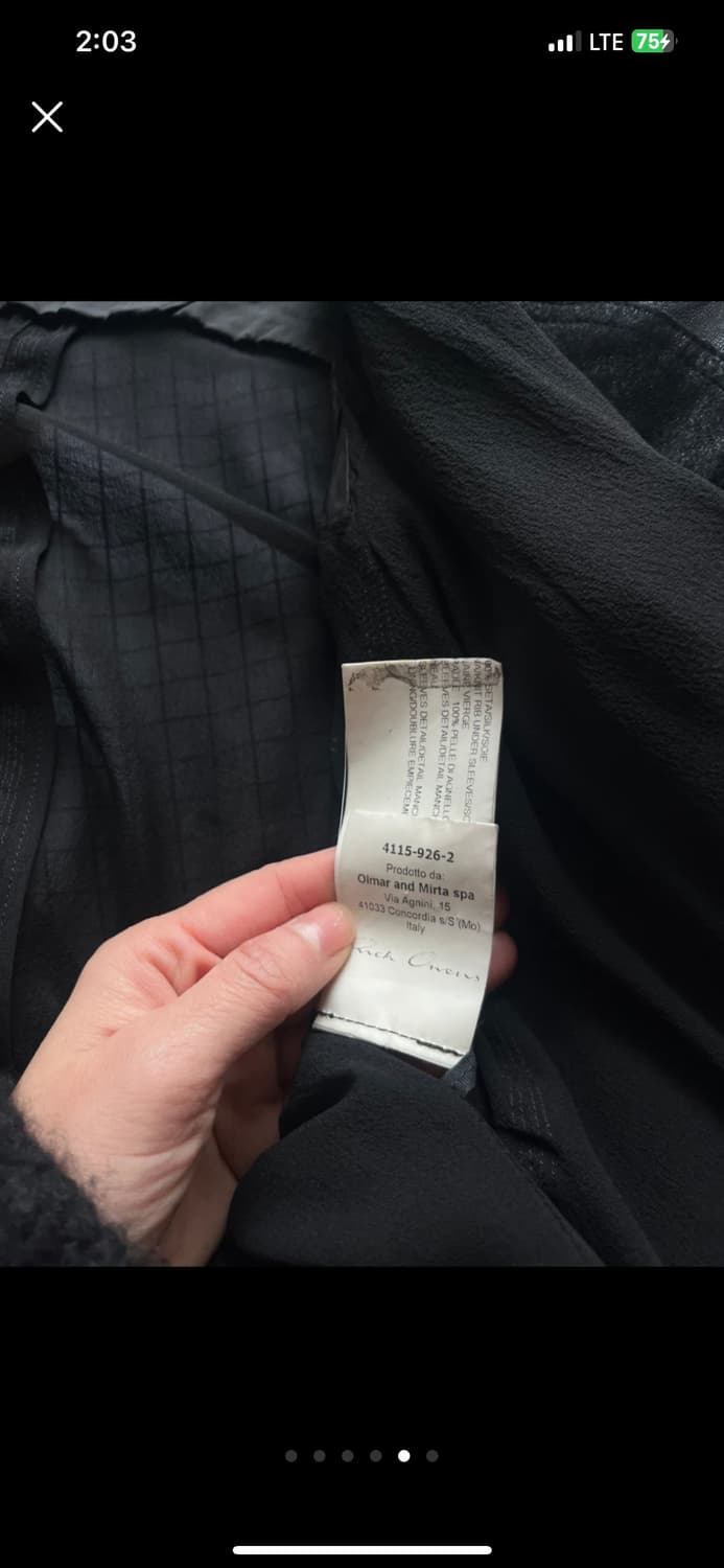 릭오웬스 블랙 가죽 시폰 시스루 자켓 상품이미지5