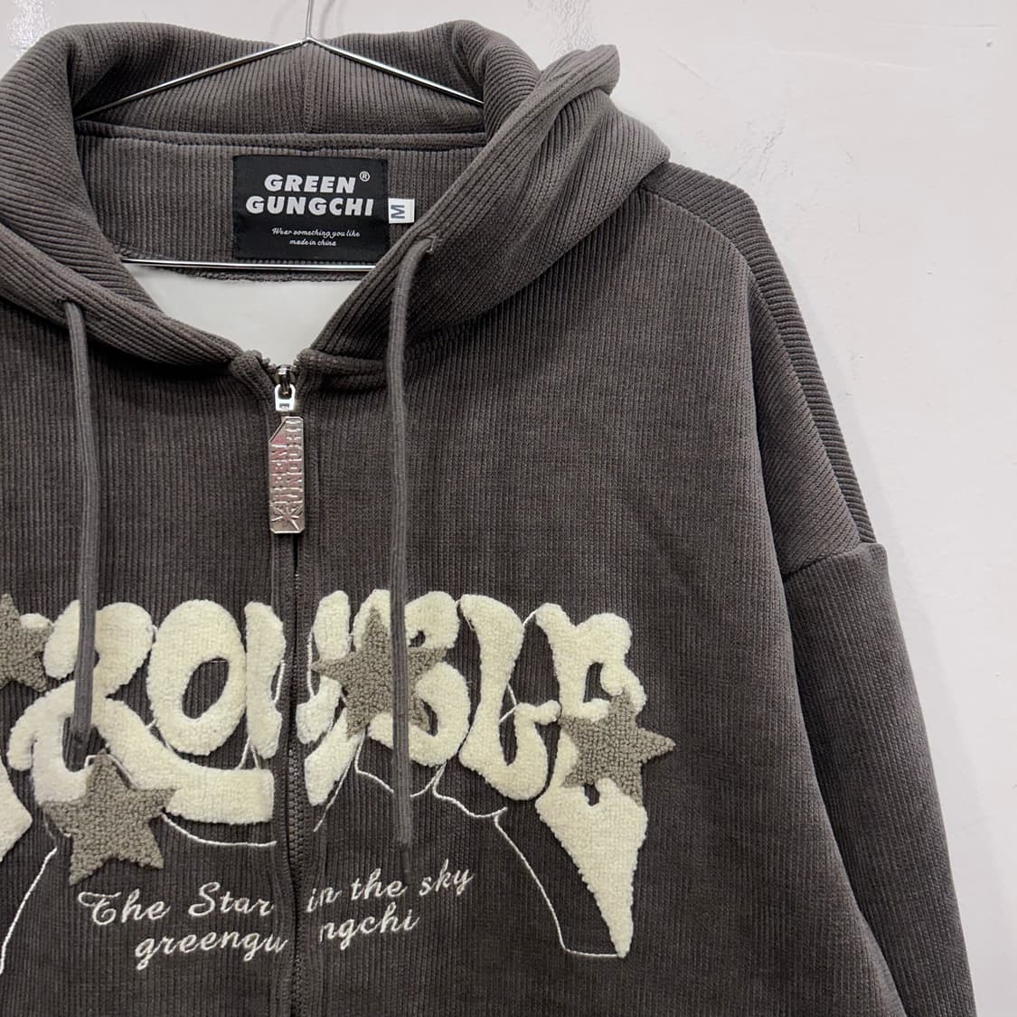 그린신드롬 와플코튼 오버핏 기모 후드집업 상품이미지1