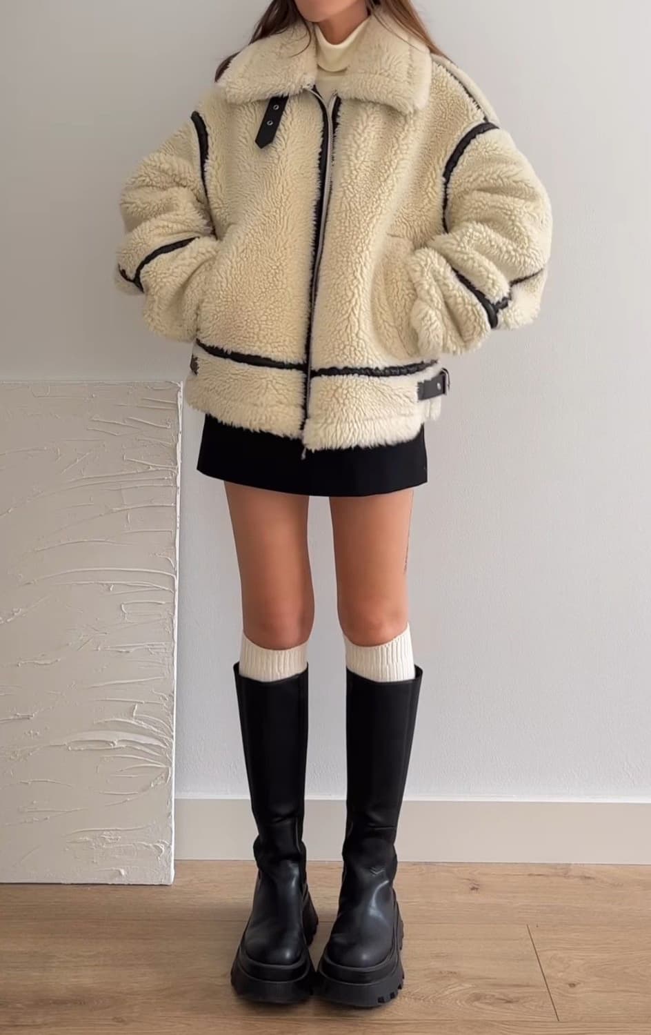 자라 에코파 시어링 바이커 점퍼 무스탕 상품이미지3