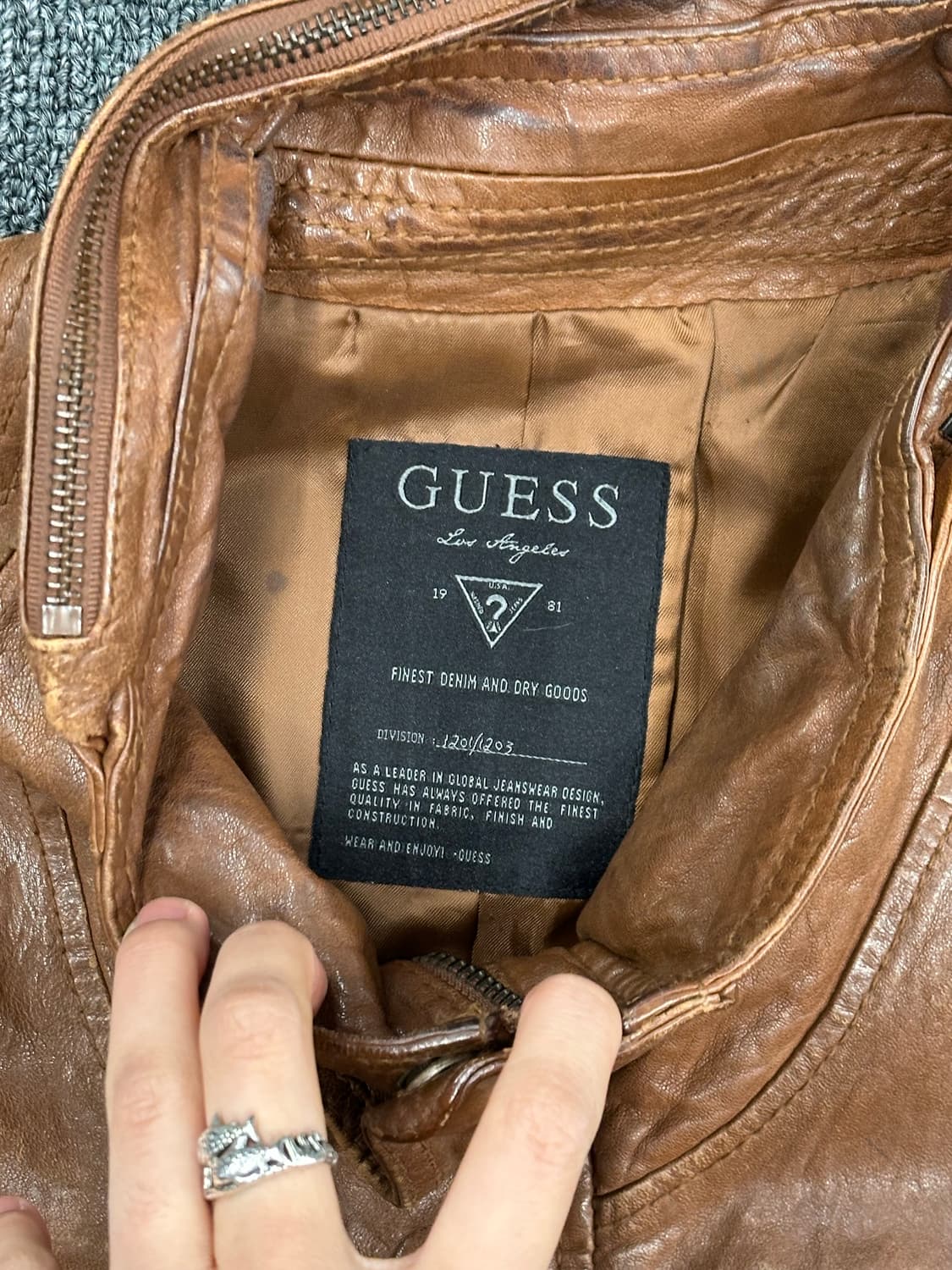XL)게스 빈티지 브라운 가죽자켓 상품이미지5