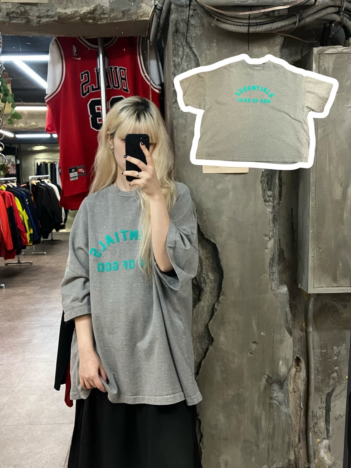 피어오브갓 에센셜 오버핏 박스 티셔츠 그레이 XXL   상품이미지1