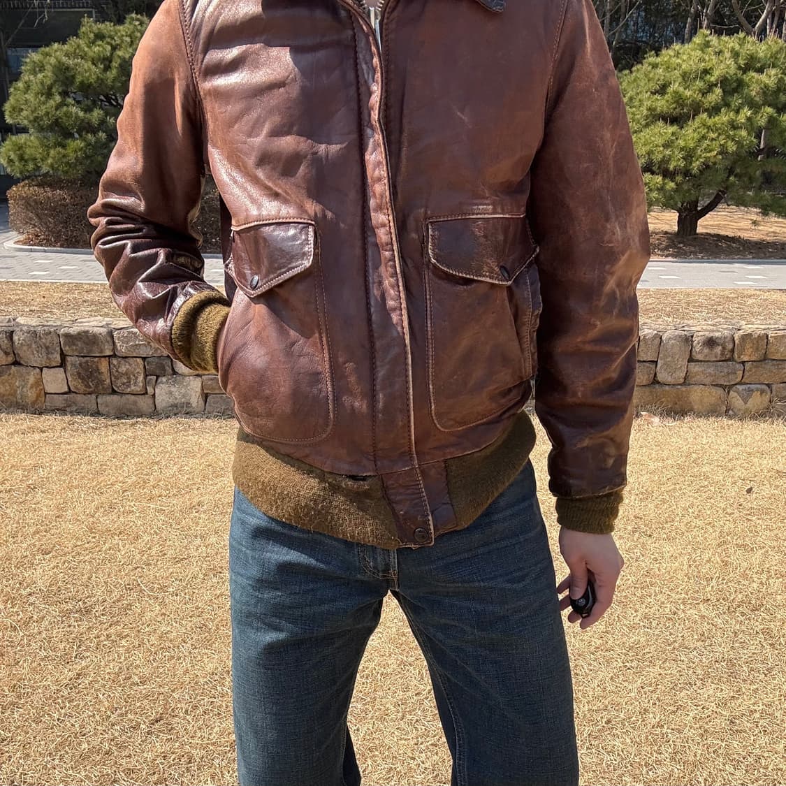 80s USA 쇼트 Schott I.S.674.M.S 레더 플라이트 자켓 상품이미지4