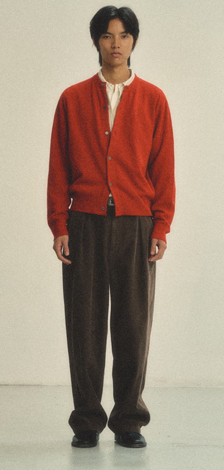 wholegarment round neck cardigan red  상품이미지1