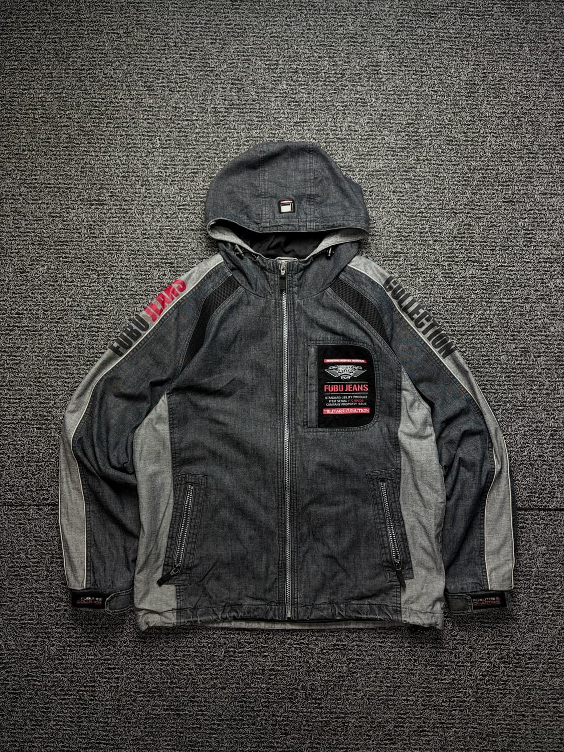 00s 후부 y2k 빈티지 데님 후드 바시티 자켓 1432 상품이미지2