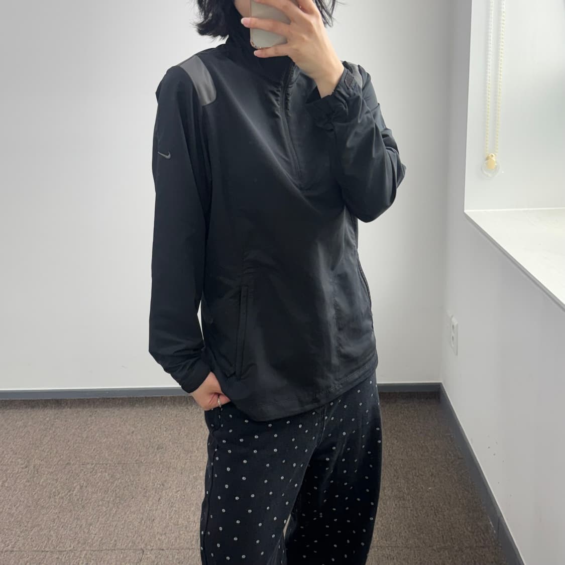 Nike golf 나이키 골프 블랙 반집업 배색 롱슬리브 상품이미지1