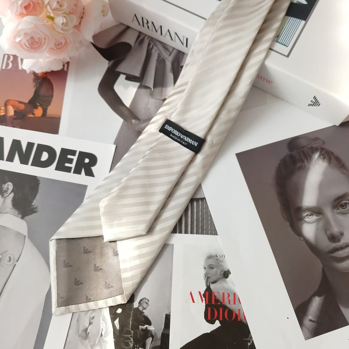 엠포리오 아르마니 실크 스트라이프 넥타이 9cm A등급 A18898
 상품이미지3