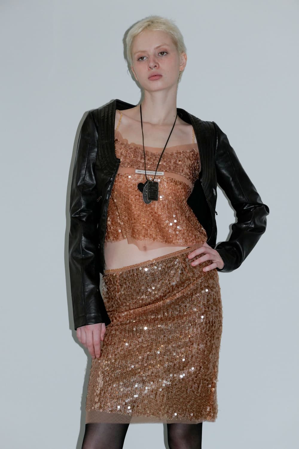 Portrait Neck Faux Leather Jacket Taupe 상품이미지6