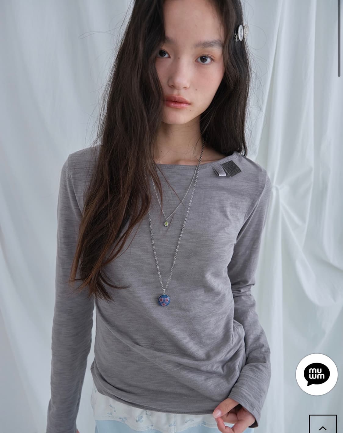 무음 yunhi long sleeve tee gray 상품이미지1