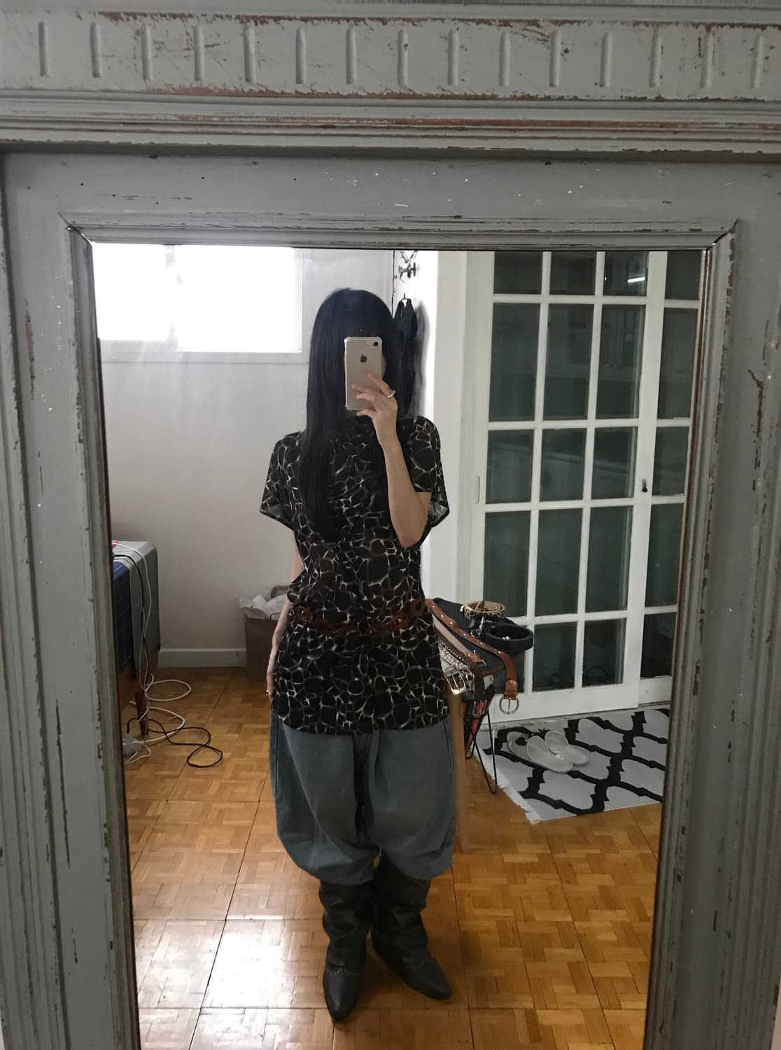 vintage mash pattern top 상품이미지2