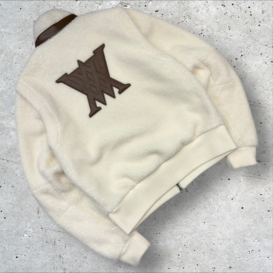 [S] 어뉴골프 레더 빅로고 아이보리 뽀글이 자켓 B470 상품이미지2