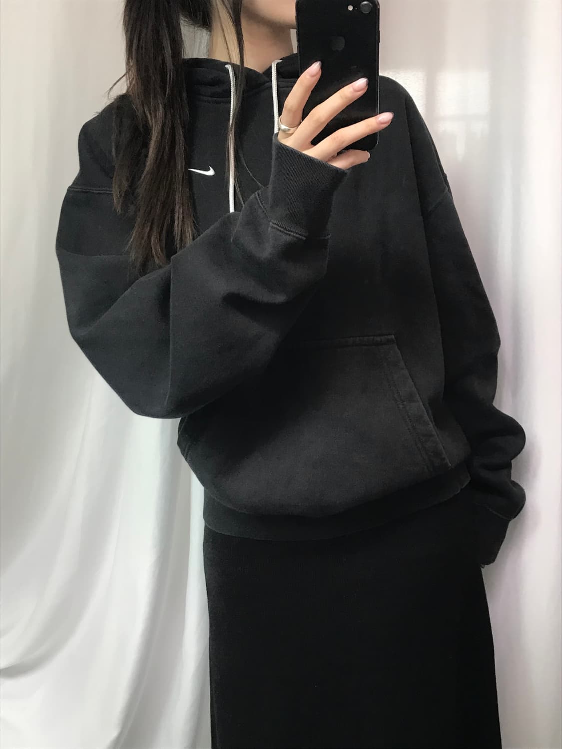 NIKE 나이키 NRG 스우시 로고 블랙 후드티 상품이미지3