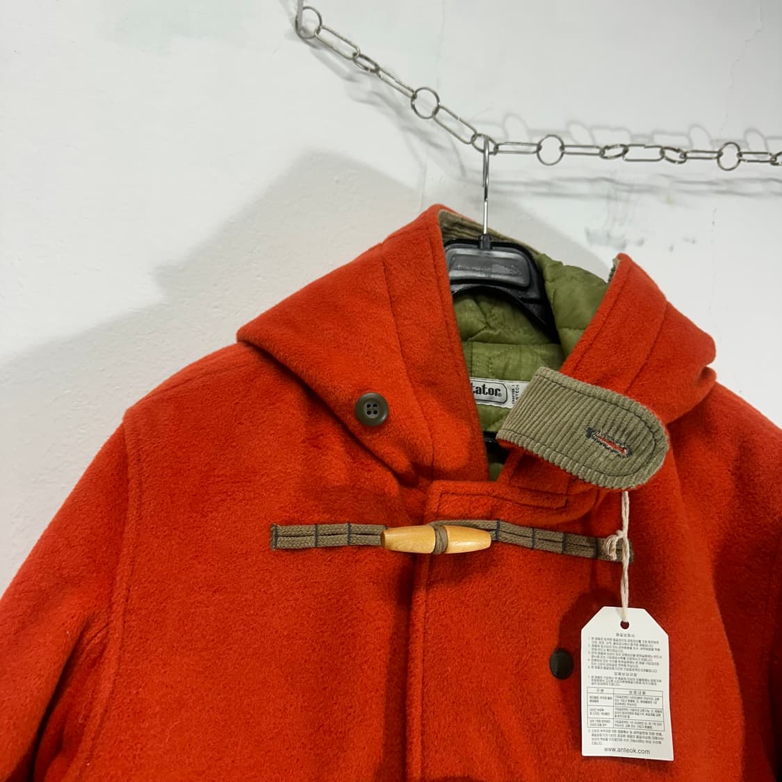 택달린새것 S 스펙테이터 오렌지 가죽배색 더플코트 상품이미지3