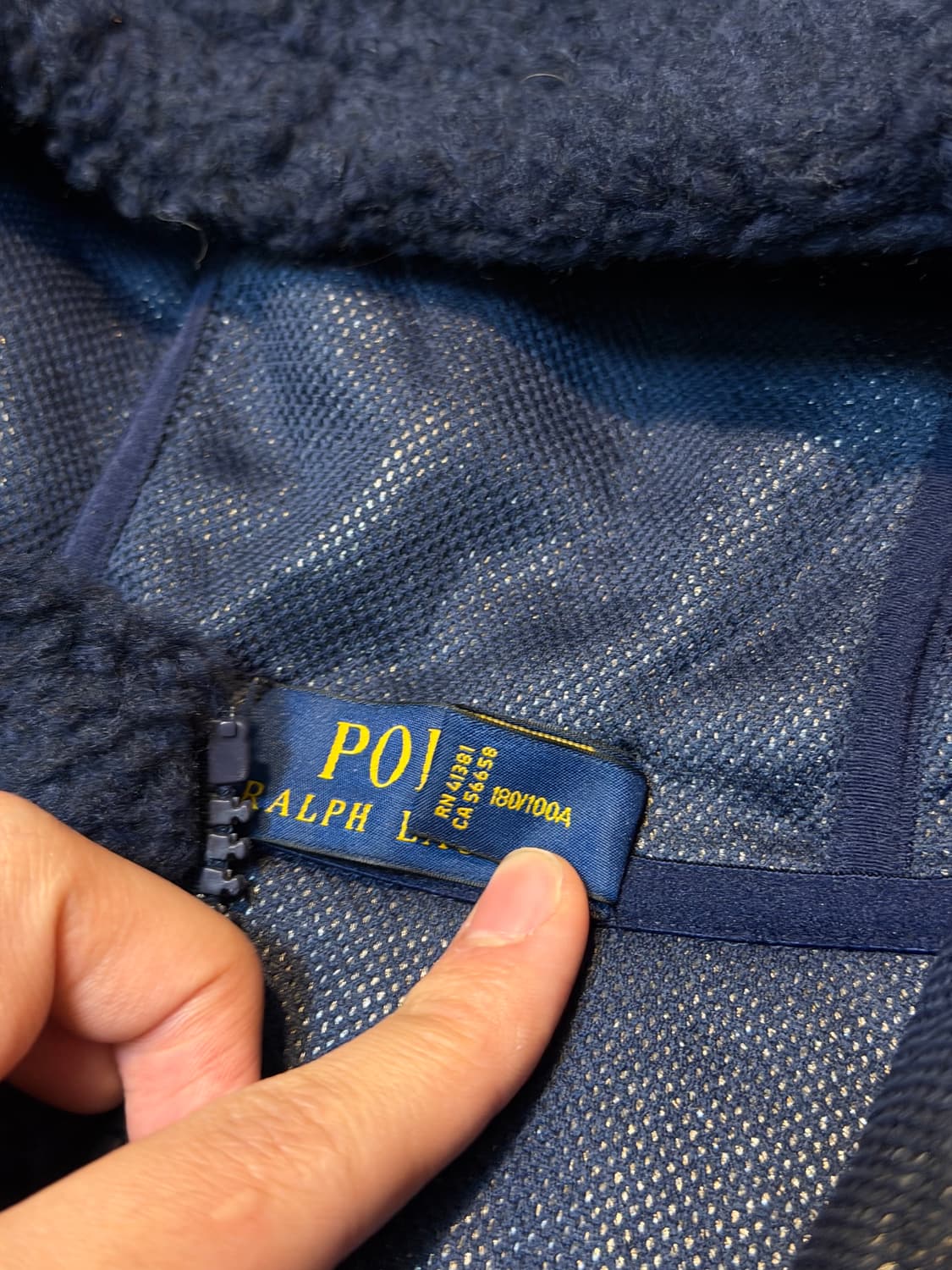 폴로 랄프로렌 양털 플리스 쉐르파 후드집업 네이비 상품이미지4