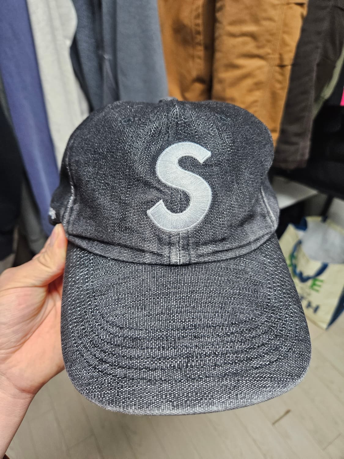 슈프림 코듀라 데님 s로고 캡 블랙 25ss 상품이미지1