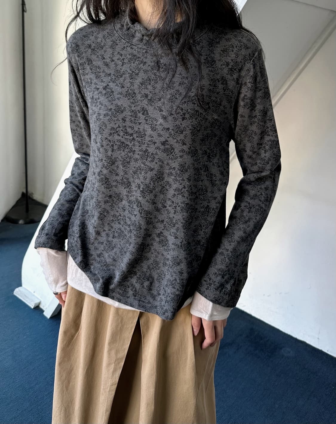 Design pattern high gauge  stretch top 상품이미지7