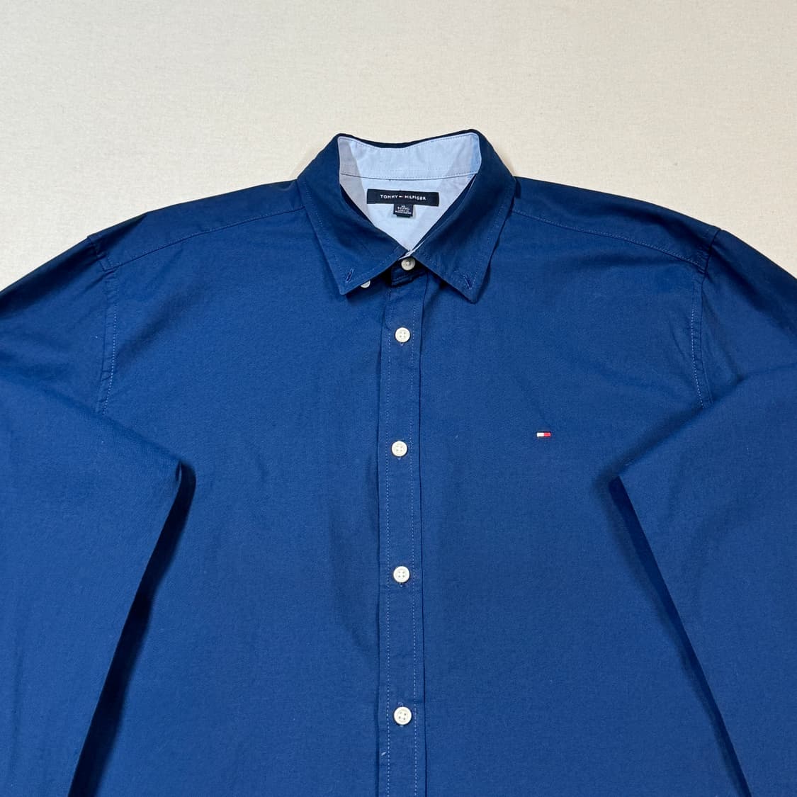 XL) 타미힐피거 네이비 솔리드 옥스포드 셔츠 상품이미지3