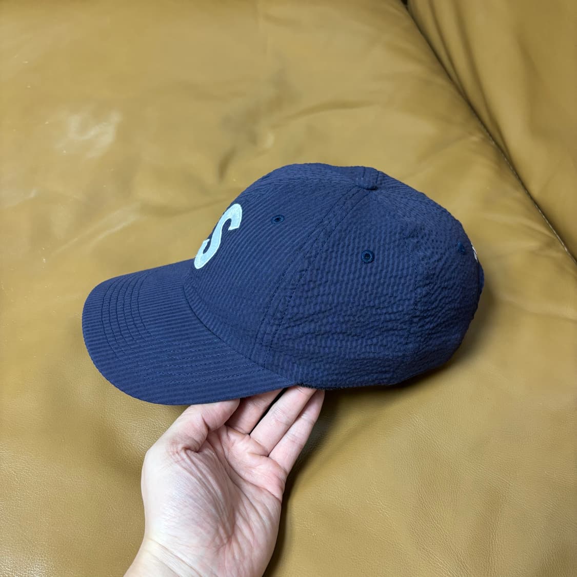 슈프림 S로고 6패널 볼캡 모자 24ss 시어서커 네이비 상품이미지5